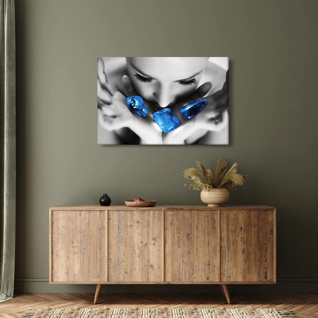 Vászonkép - Egy nő portréja kövekkel (90x60 cm)