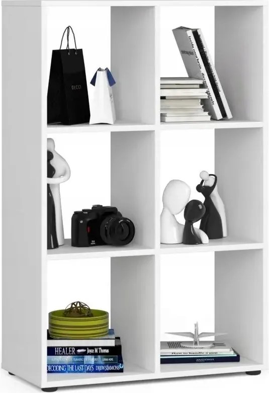 Könyvespolc Quad 6P fehér nyitott könyvesszekrény Akd