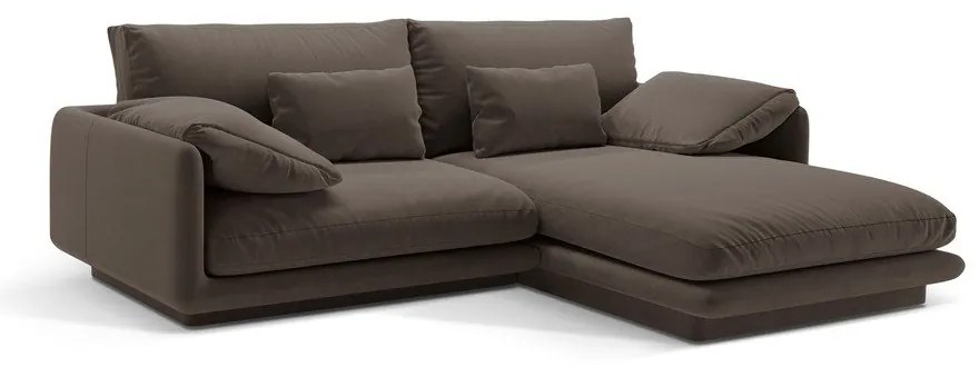 Barna bársony sarokkanapé (jobb oldali-heverő résszel) Torino – Micadoni