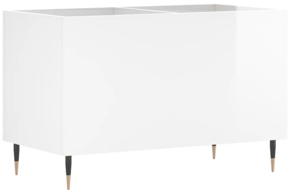 magasfényű fehér szerelt fa hanglemezszekrény 74,5x38x48 cm