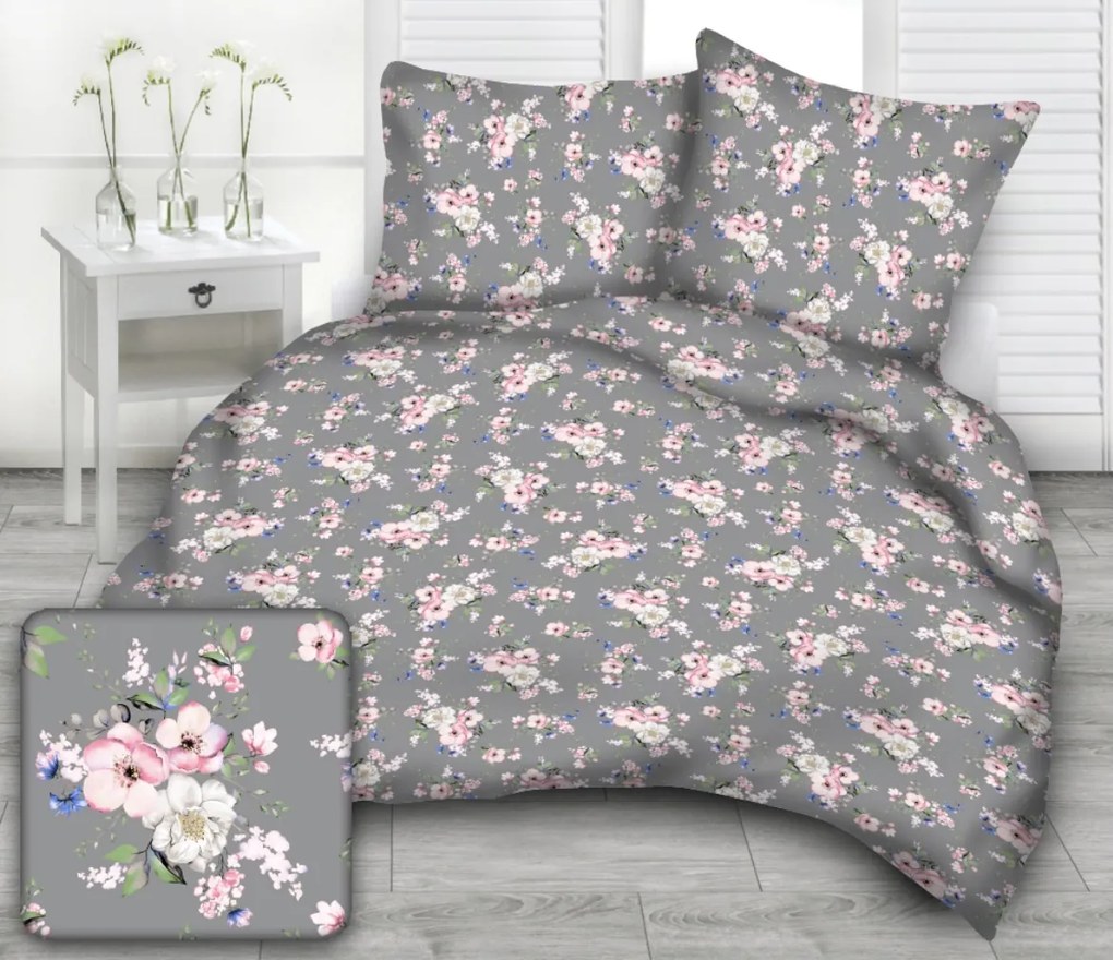 Pamut lepedők Tatiana szürke TiaHome - 1x Párna 90x70cm, 1x Paplan 140x200cm