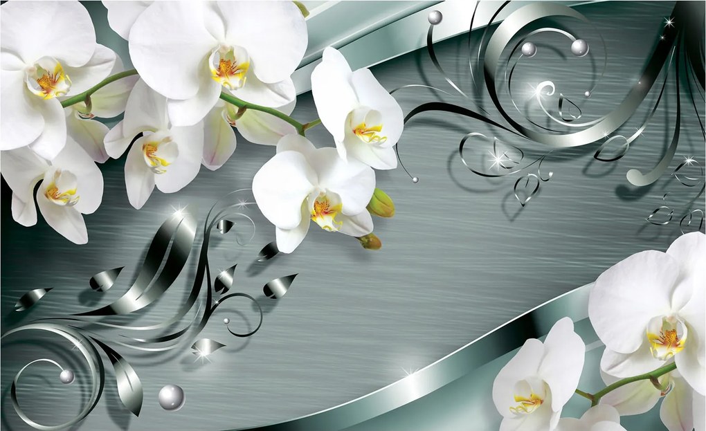 Flizelin fotótapéta Orchideák modern nappali fényes 350x250 +ragasztó