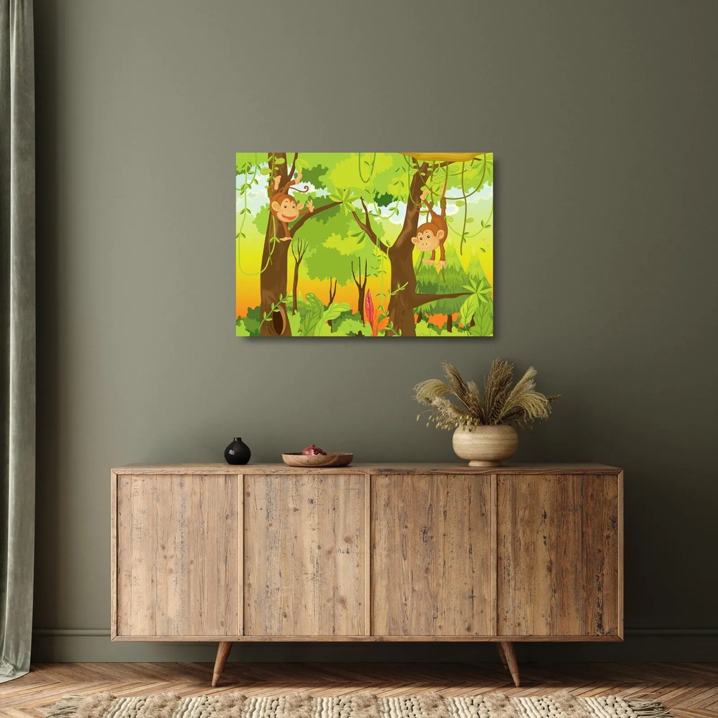 Kép - majmok (üvegen) (70x50 cm)