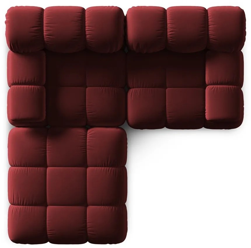 Piros bársony sarokkanapé Bellis – Micadoni Home