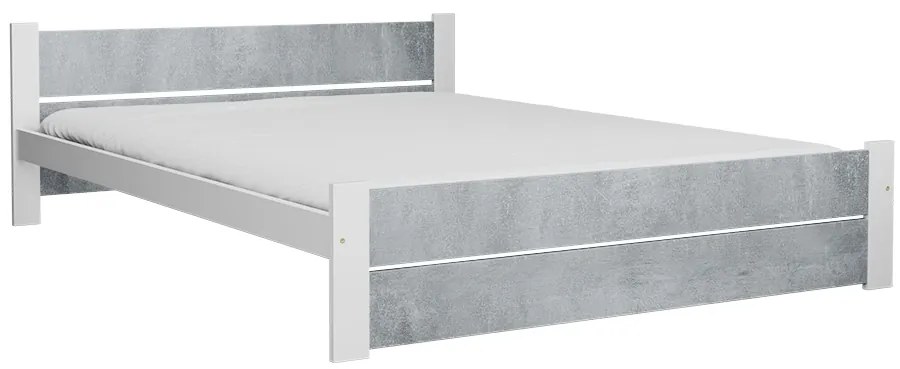 IKAROS DOUBLE ágy 140 x 200 cm, beton/fehér Ágyrács: Ágyrács nélkül, Matrac: Deluxe 10 cm matrac