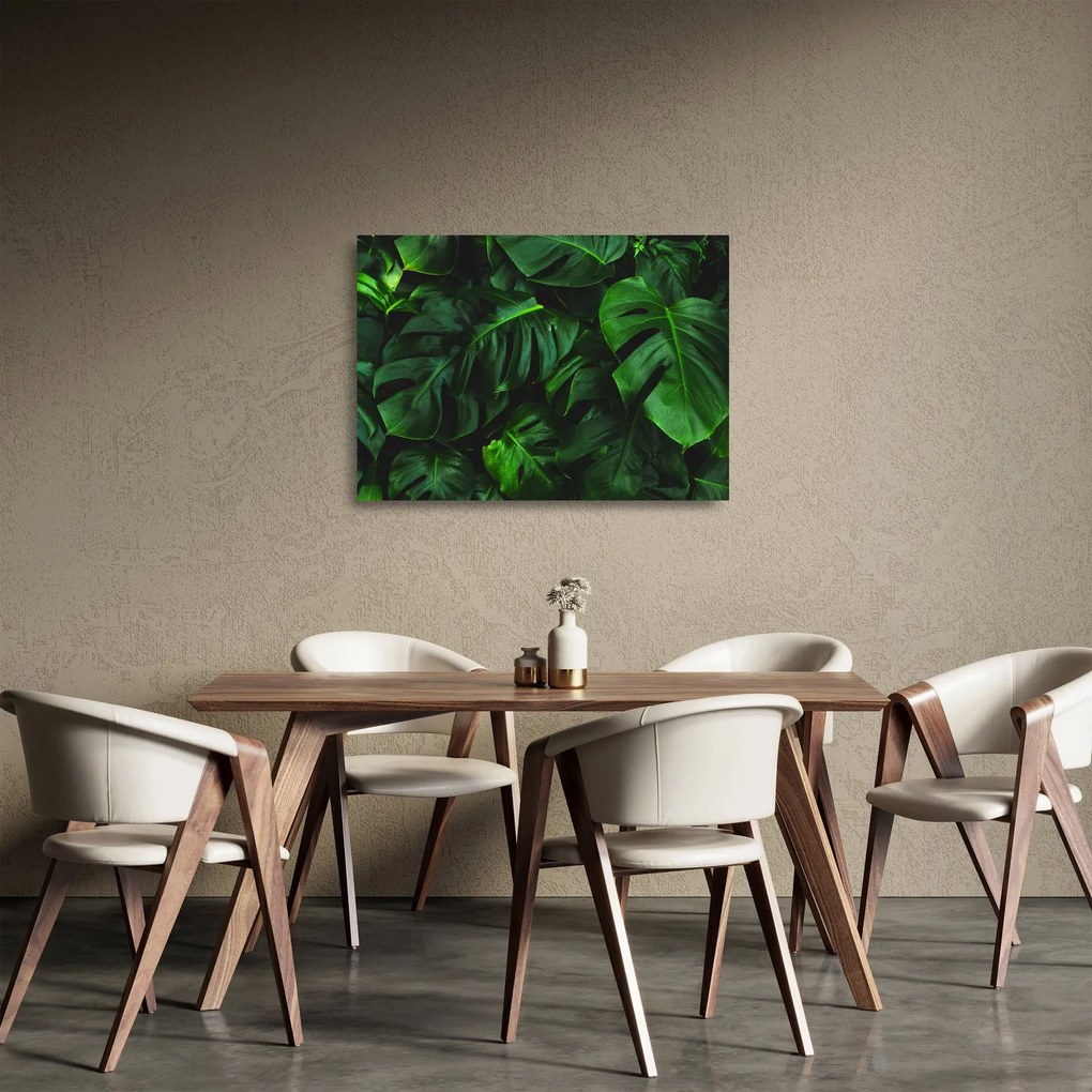 Monstery levelek képe (üvegen) (70x50 cm)