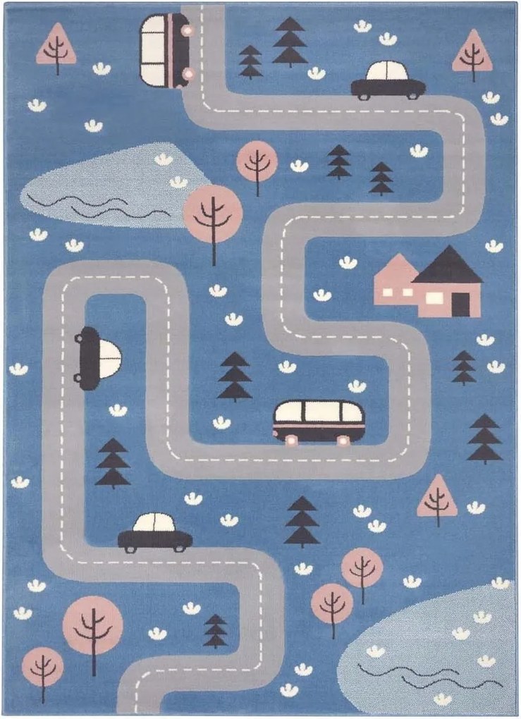 Puha kék gyerekszőnyeg,sikátorok80x150cm