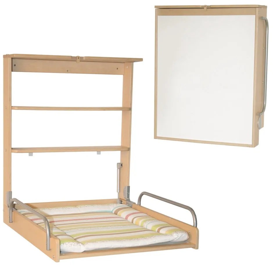 Natúr színű fali pelenkázó bükkfa dekorral Dschungelbaby – Roba