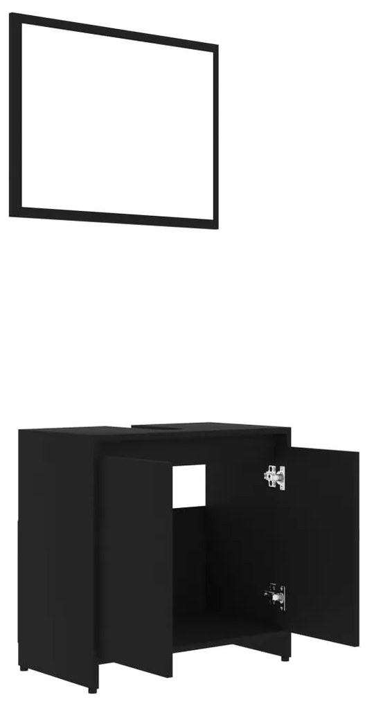 4 részes fekete forgácslap fürdőszobai bútorszett