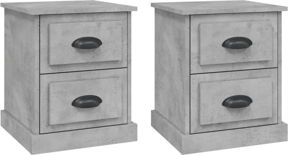 vidaXL 2 db betonszürke szerelt fa éjjeliszekrény 39 x 39 x 47,5 cm