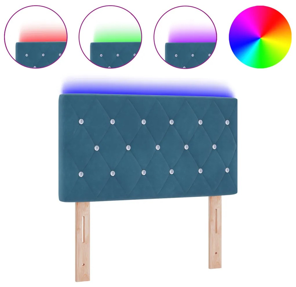 LED Fejtámla LED -es lámpákkal Argyle Sötétkék 80 cm Bársony