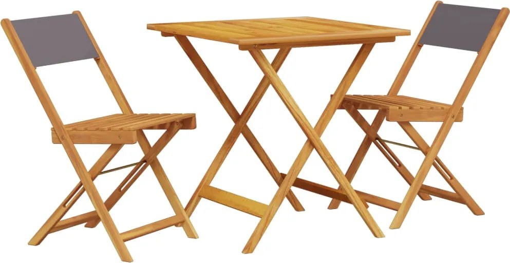 vidaXL 3 részes antracitszürke szövet és tömör fa bisztrószett