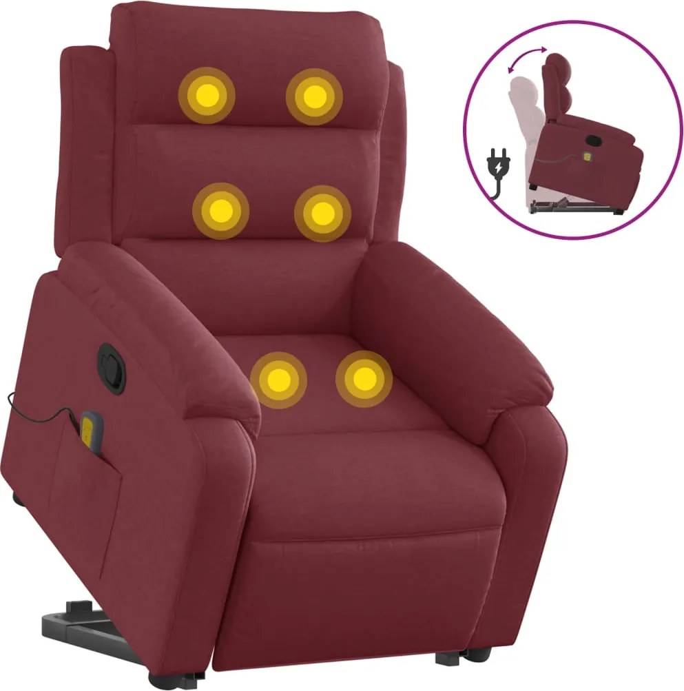 vidaXL bordó szövet dönthető masszázs- és állófotel