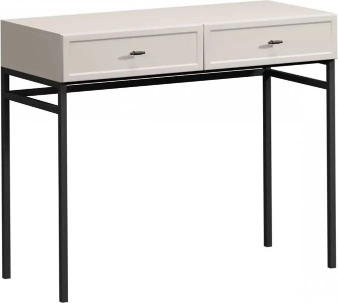 Lorini konzolasztal 100 cm fiókokkal - kasmír / fekete T-bar fogantyúk / fém váz