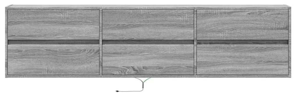 szürke sonoma színű fali TV-szekrény LED-del 180 x 31 x 45 cm