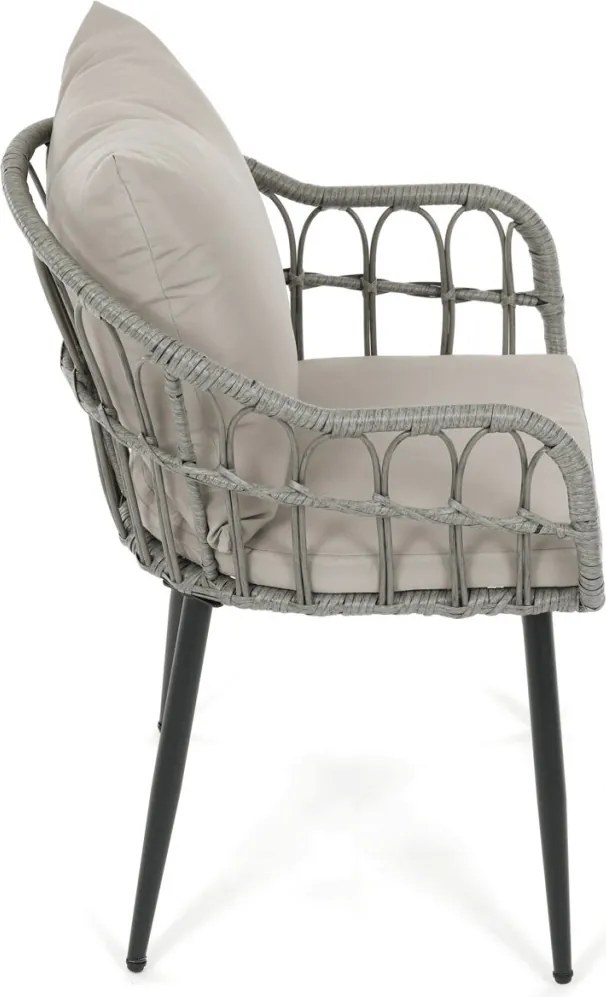 Kerti szék, fém, polyrattan, szürke, AZ-F1406 GREY