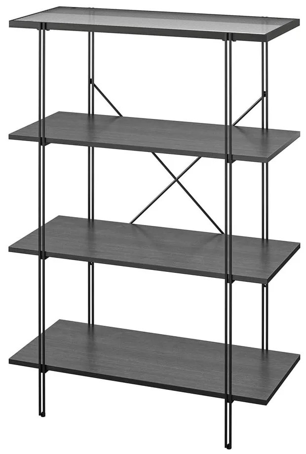 Fekete könyvespolc tölgyfa dekorral 79x117 cm Wainwright - Queer Eye