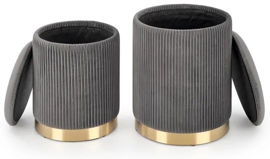 KÉSZLET 2x Taburet MONTY átm. 36/66 cm szürke/arany