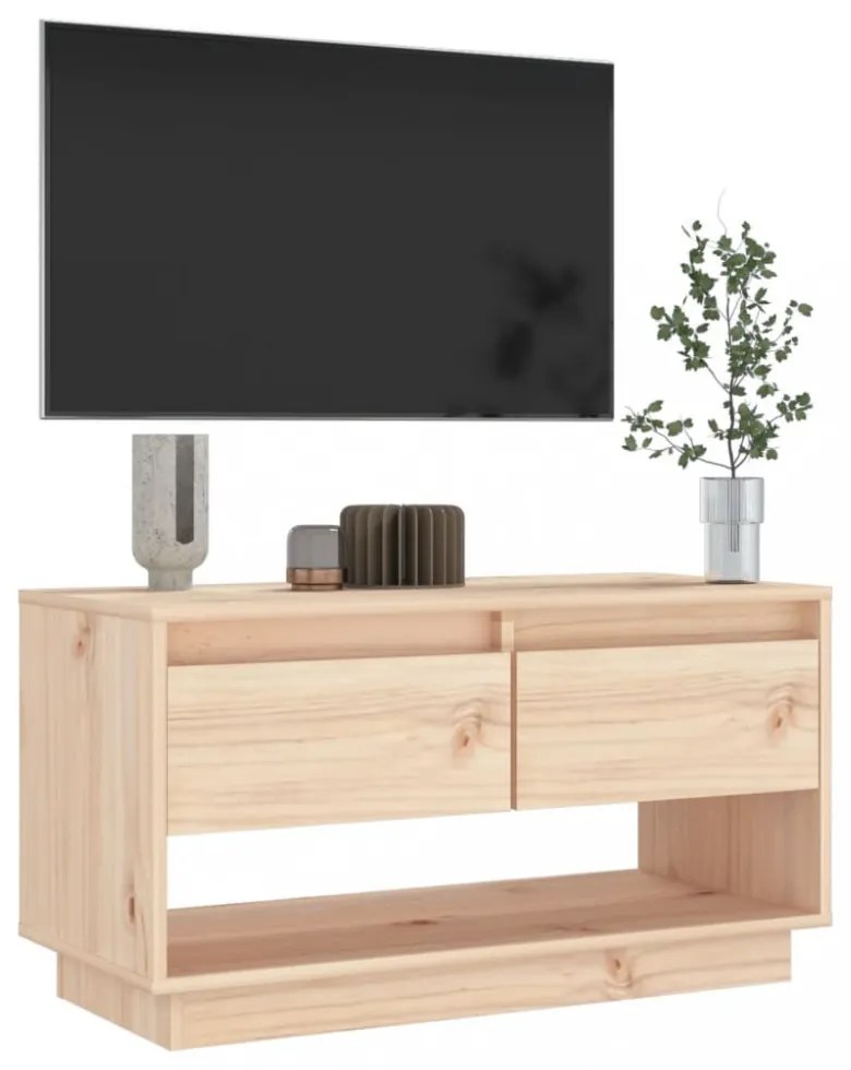tömör fenyőfa TV-szekrény 74 x 34 x 40 cm