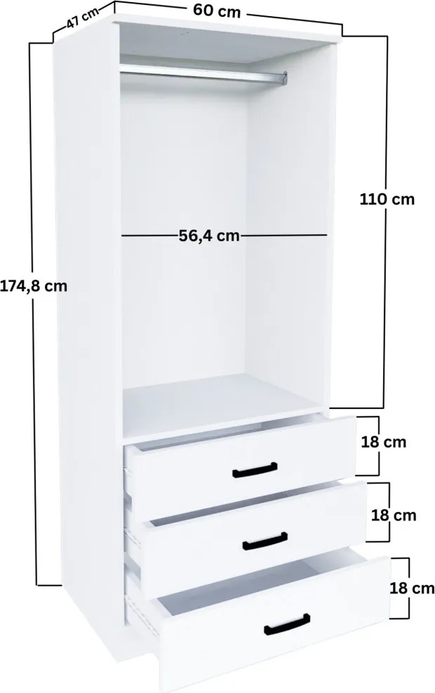 Easy gardróbszekrény, 60 cm – TR350MWD1117