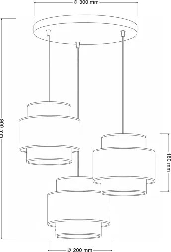 Brilagi - SPACE kábeles függeszték 3x E27/60W/230V, átm. 40 cm, bézs/krém