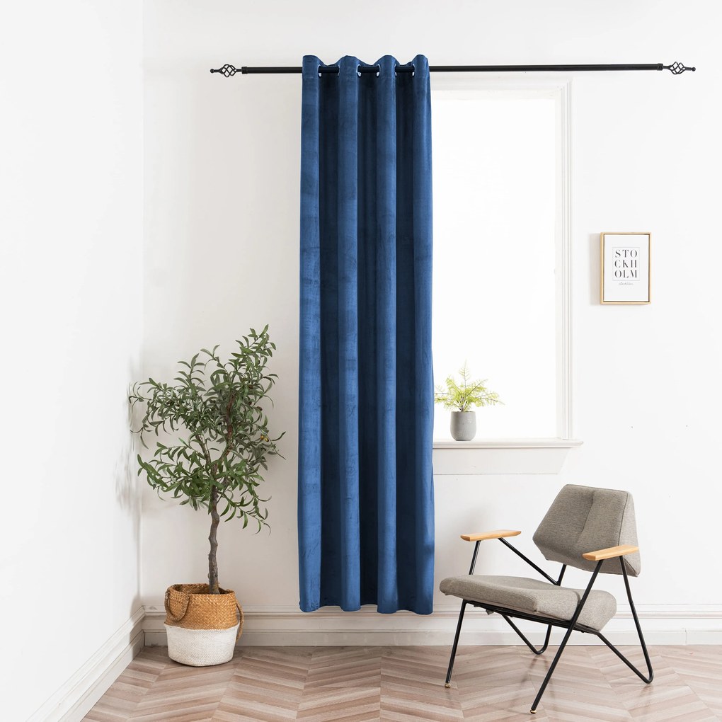 Sötétítő függöny ELVIO VELVET 140x250 cm, tengerészkék Felfüggesztés: Fém gyűrűk