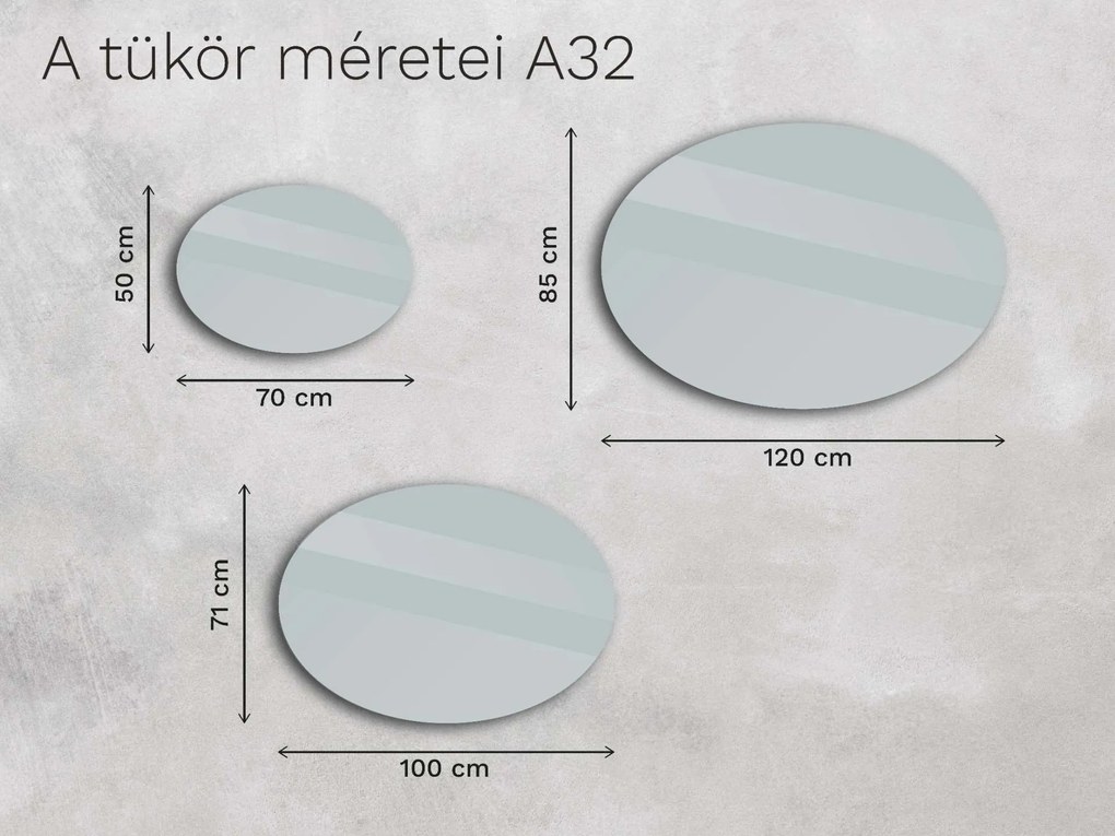 Ovális tükör LED világítással A32 100x71