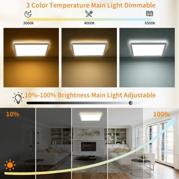 Brilagi - ULTRA SLIM LED dimmelhető lámpatest, 18W/230V, 30x30 cm, fehér + távirányító