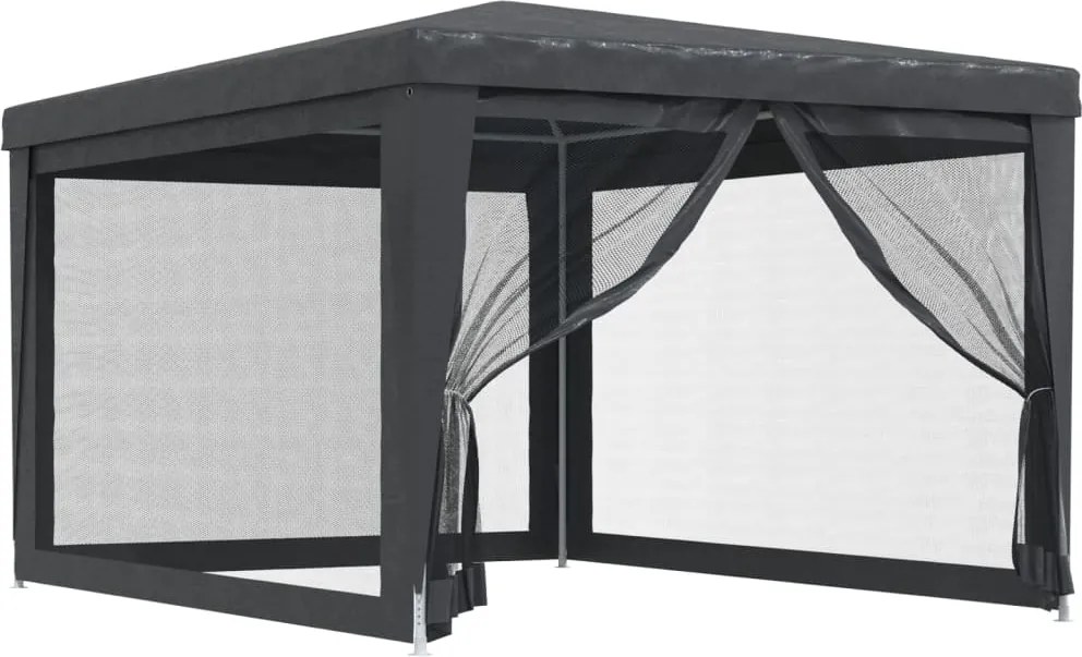 vidaXL antracit HDPE rendezvénysátor 4 hálós oldalfallal 3x4 m