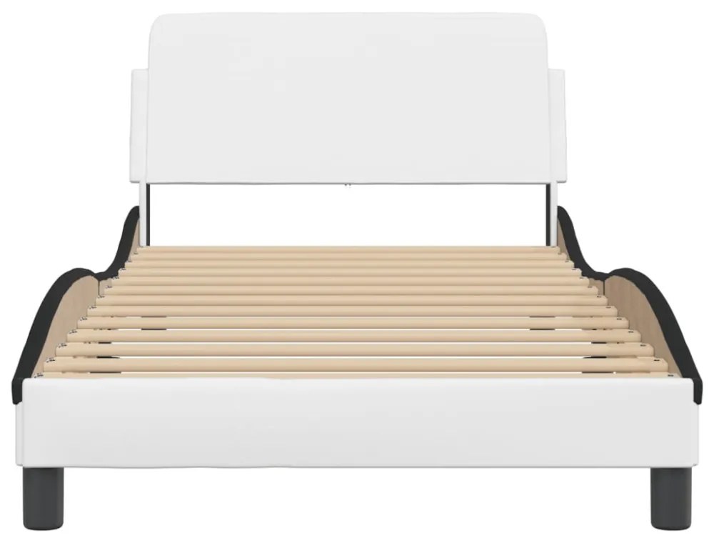 fehér és fekete műbőr ágykeret Dover 100x200 cm