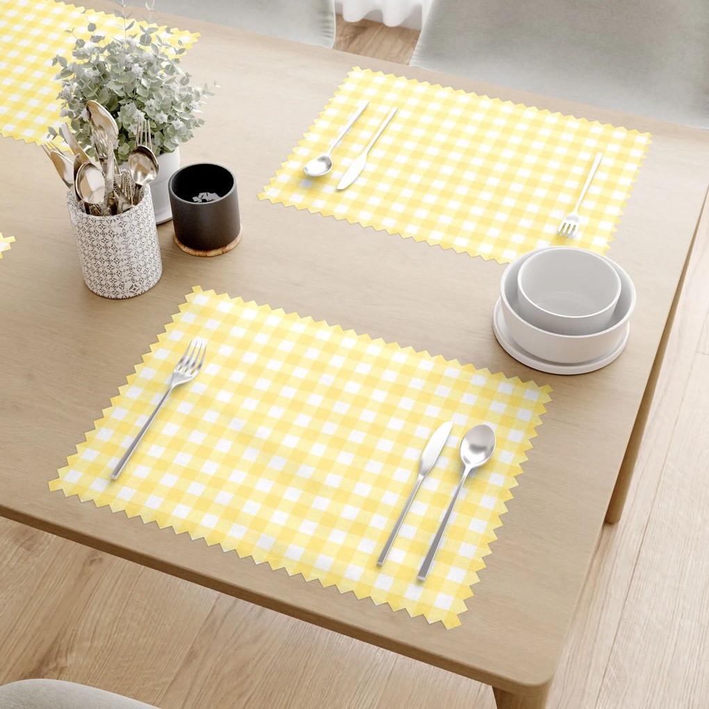 Goldea viaszosvászon reggeliző alátét - sárga kockás - 2db 30 x 40 cm