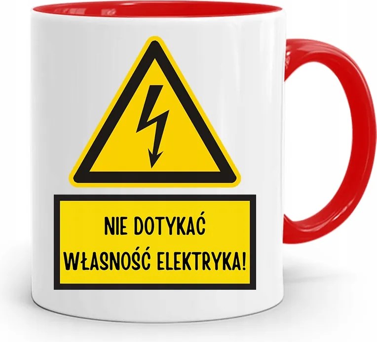 Piros Bögre Ajándék Villanyszerelőnek Ne Nyúlj Hozzá! fényképes nyomattal