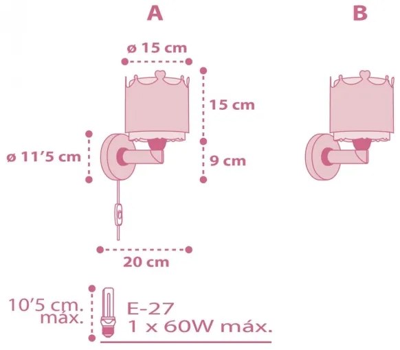 Dalber 61109 - Gyermek fali lámpa LITTLE QUEEN 1xE27/60W/230V