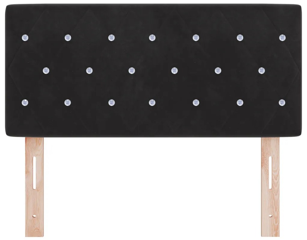 LED Fejvédő Kristálygombos Tufted Fekete 100 cm Bársony