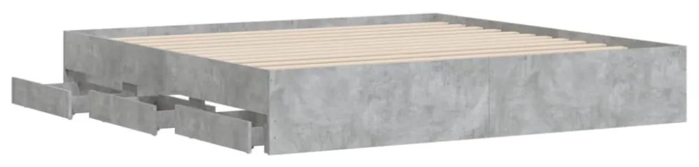 betonszürke szerelt fa ágykeret fiókokkal 180 x 200 cm