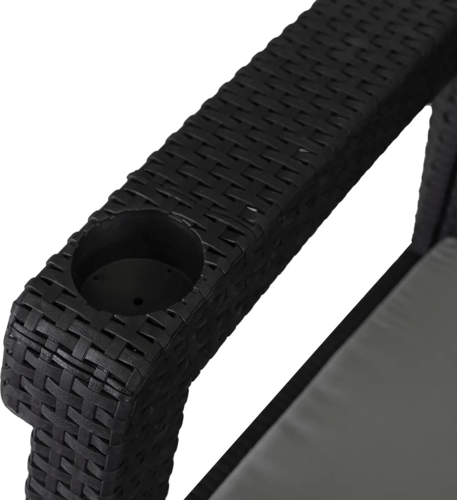 Kerti kanapé fekete színben, technorattan kivitelben FLINT