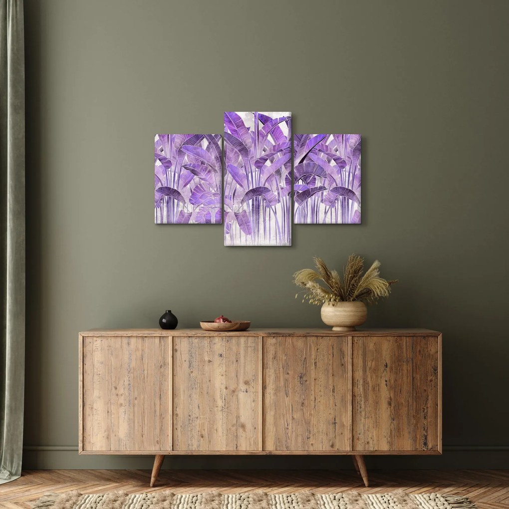 Kép - Lila levelek vakolatban (90x60 cm)