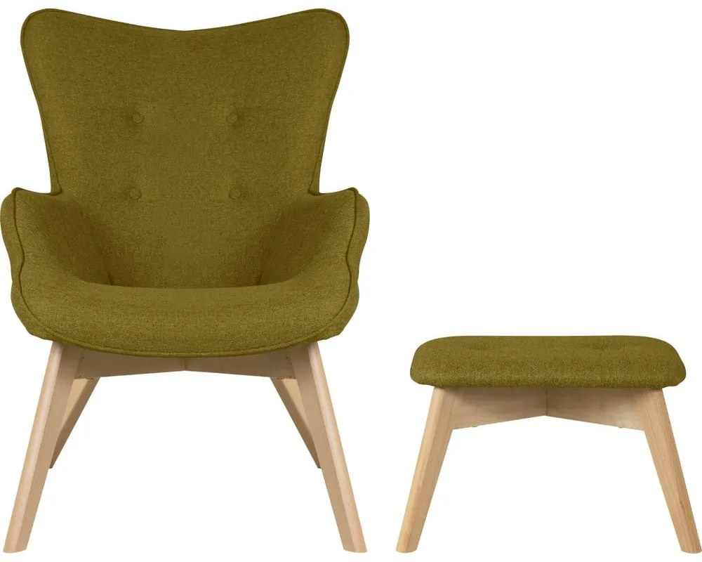 Zöld fotel lábtartóval Niko – Ropez