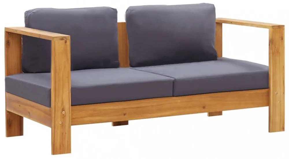 szürke tömör akácfa kerti kanapépad párnákkal 140 cm
