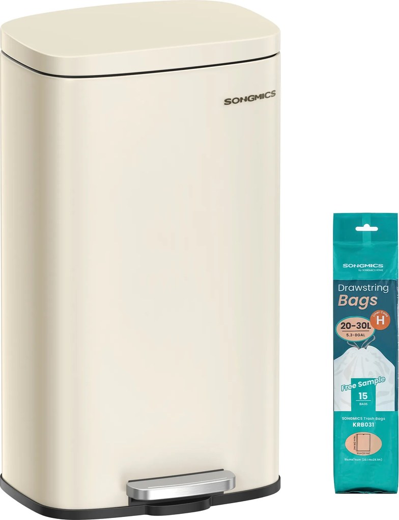 30L-es szemeteskosár zárható fedéllel és belső homok vödörrel Bézs