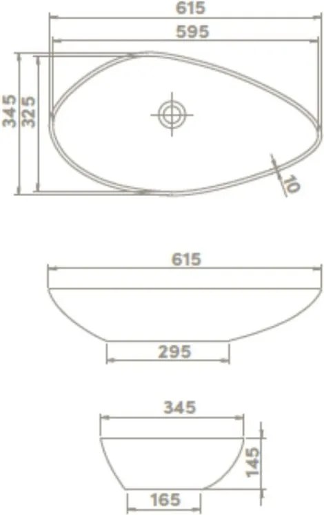 CeraStyle OLIVE - PULTRA ültethető - Top Counter - porcelán mosdó - MATT BÉZS - 60 x 35 cm
