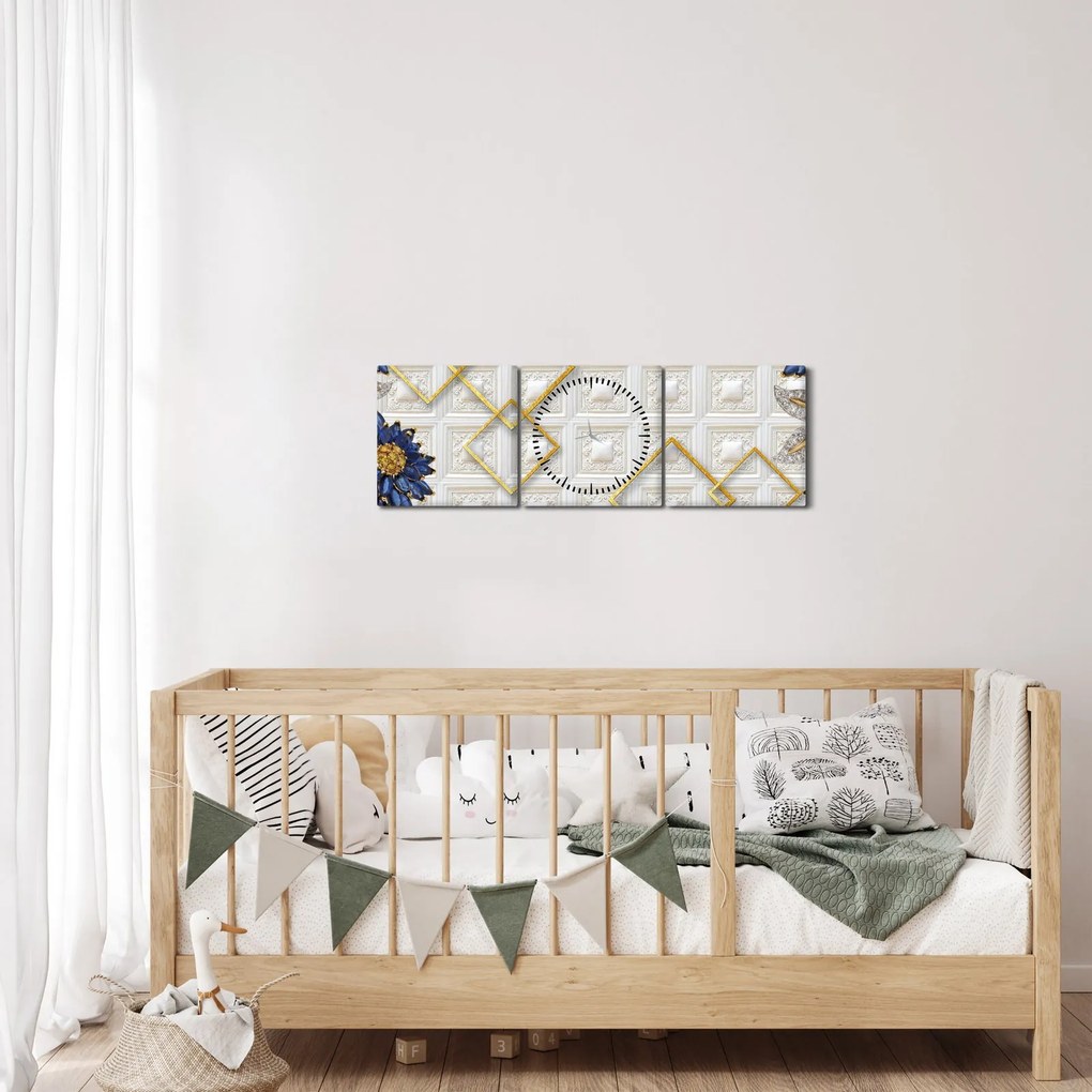 Kép - Gyémántvirágok (órával) (90x30 cm)