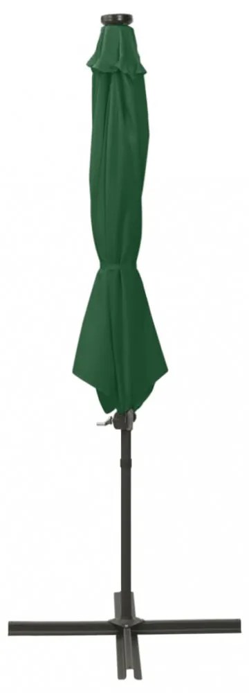 zöld konzolos napernyő rúddal és LED-fényekkel 300 cm