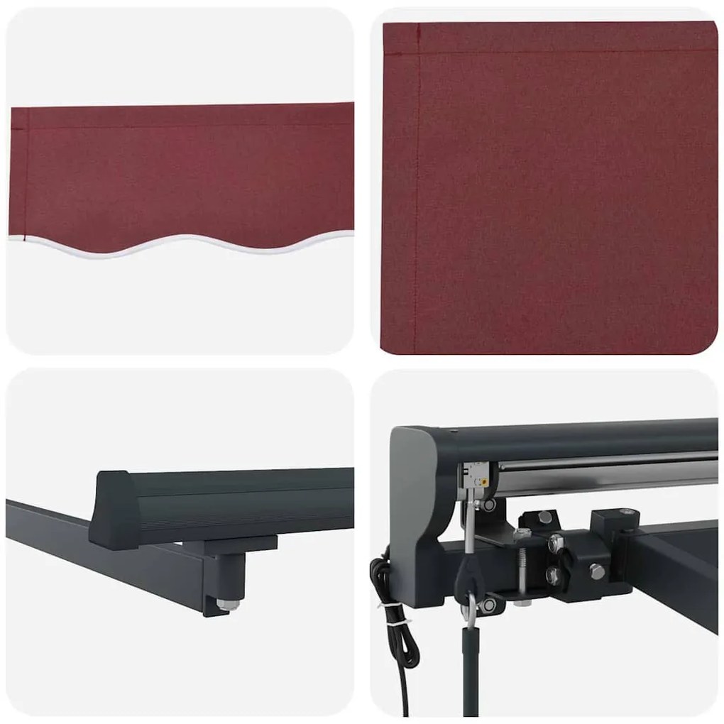 Elektromos Félautomata Napernyő Burgundi Vörös 400x300 cm