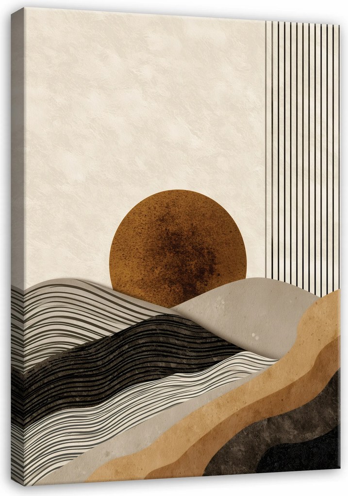 Vászonkép Absztrakt Art Deco Bézs Vonalak A Nappali Hálószobájába 60x40