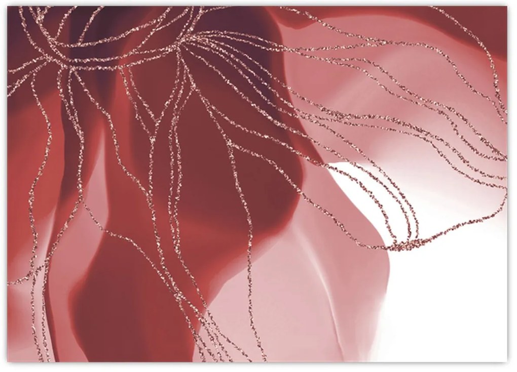 Üveg kép - Piros absztrakt virág N⁰1 (70x50 cm)