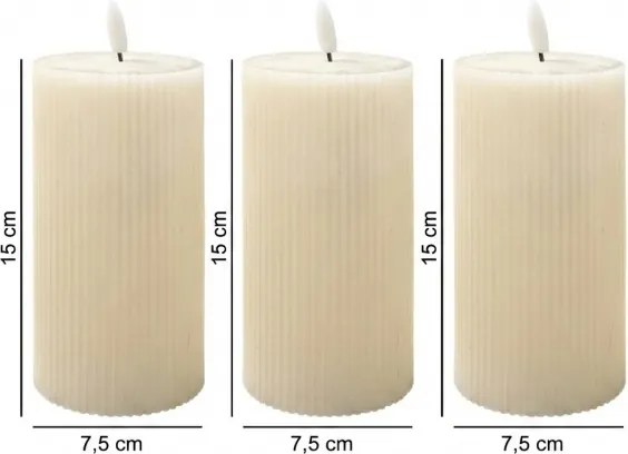 3 darabos BRILLO LED-gyertya szett LED/3xAAA, 15 cm, krémszínű + távirányító