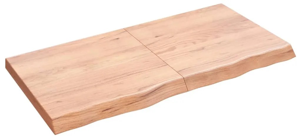 világosbarna kezelt tömör tölgyfa fali polc 120 x 60 x (2-6) cm