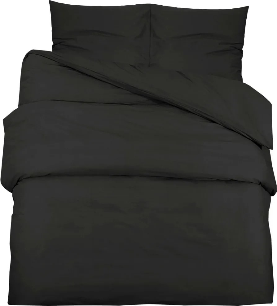 vidaXL fekete mikroszálas ágyneműhuzat-garnitúra 155 x 220 cm