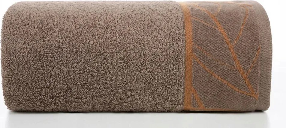 Törölköző 70x140 barna világos levelek 500g/m2 frottír